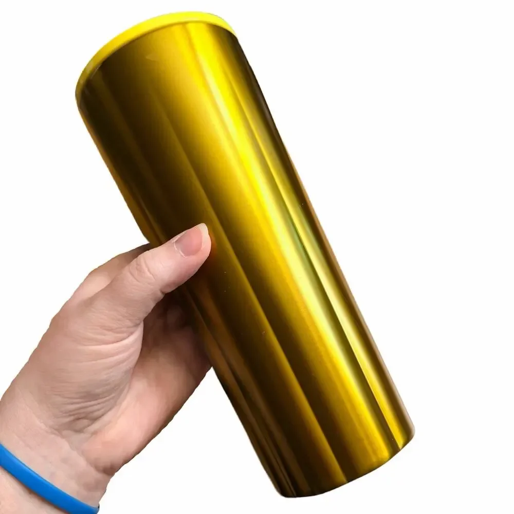 Starbucks 2022 Collection Green Yellow Metal Tumbler 24oz Venti No Straw